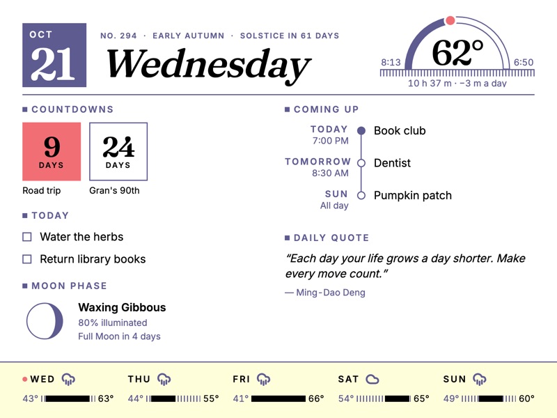 Almanac frame theme